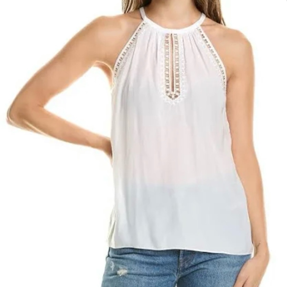 Ramy Brook White Crochet Lace Tank Top